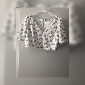 Tall White Floral Print Top w/ Matching Skirt